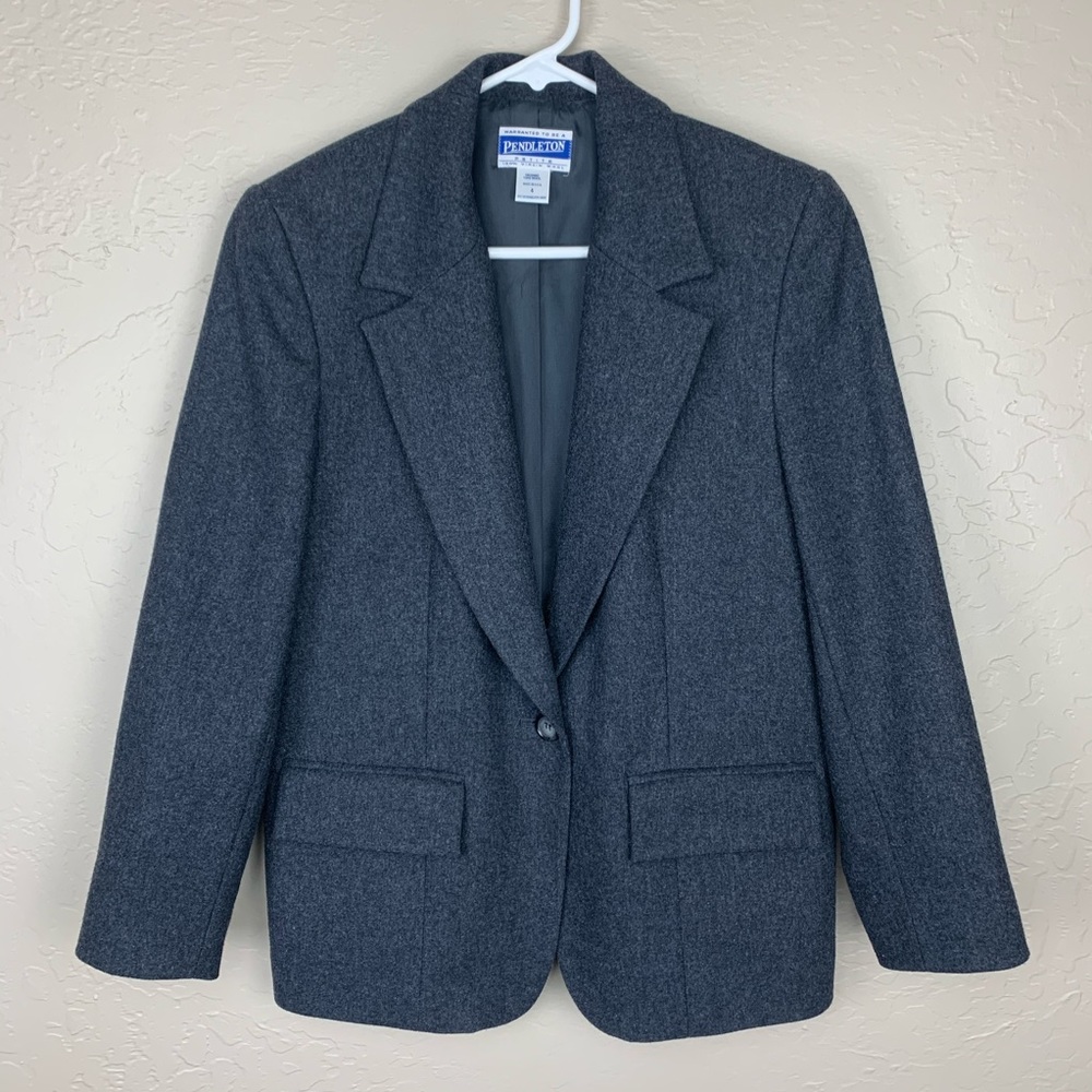 Pendleton Wool Blazer Charcoal Gray Petite size 4